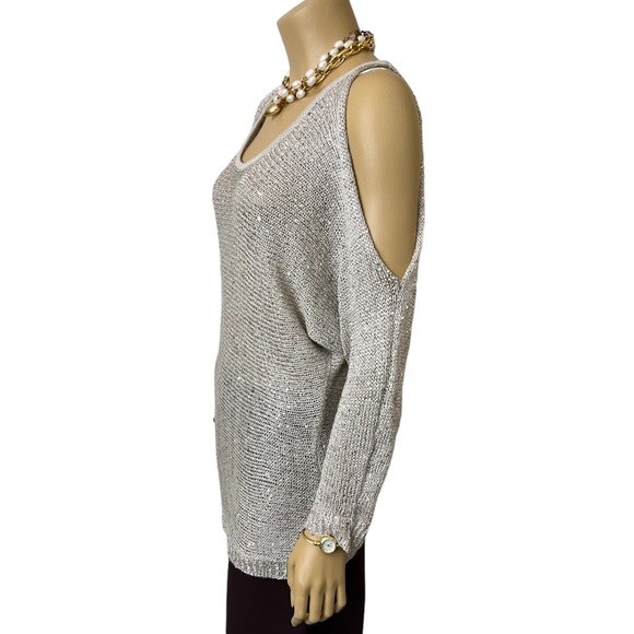 Say What Ladys Metallic Sweater With Sequence Woven in Fabric. Silver To… - Picture 4 of 10